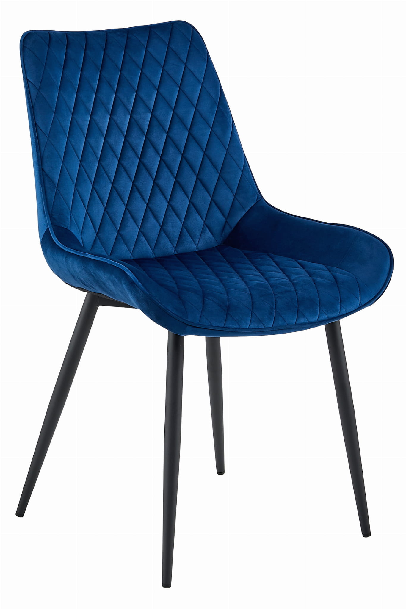 Eetkamerstoel - VERDO - marineblauw - fluwelen zitting - 88x54,5x59,5 cm