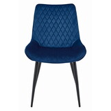 Eetkamerstoel - VERDO - marineblauw - fluwelen zitting - 88x54,5x59,5 cm