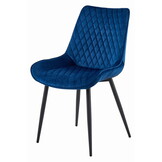 Eetkamerstoel - VERDO - marineblauw - fluwelen zitting - 88x54,5x59,5 cm