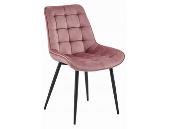 Eetkamerstoel BERA - 2 stuks - donkerroze fluweel - zwarte poten
