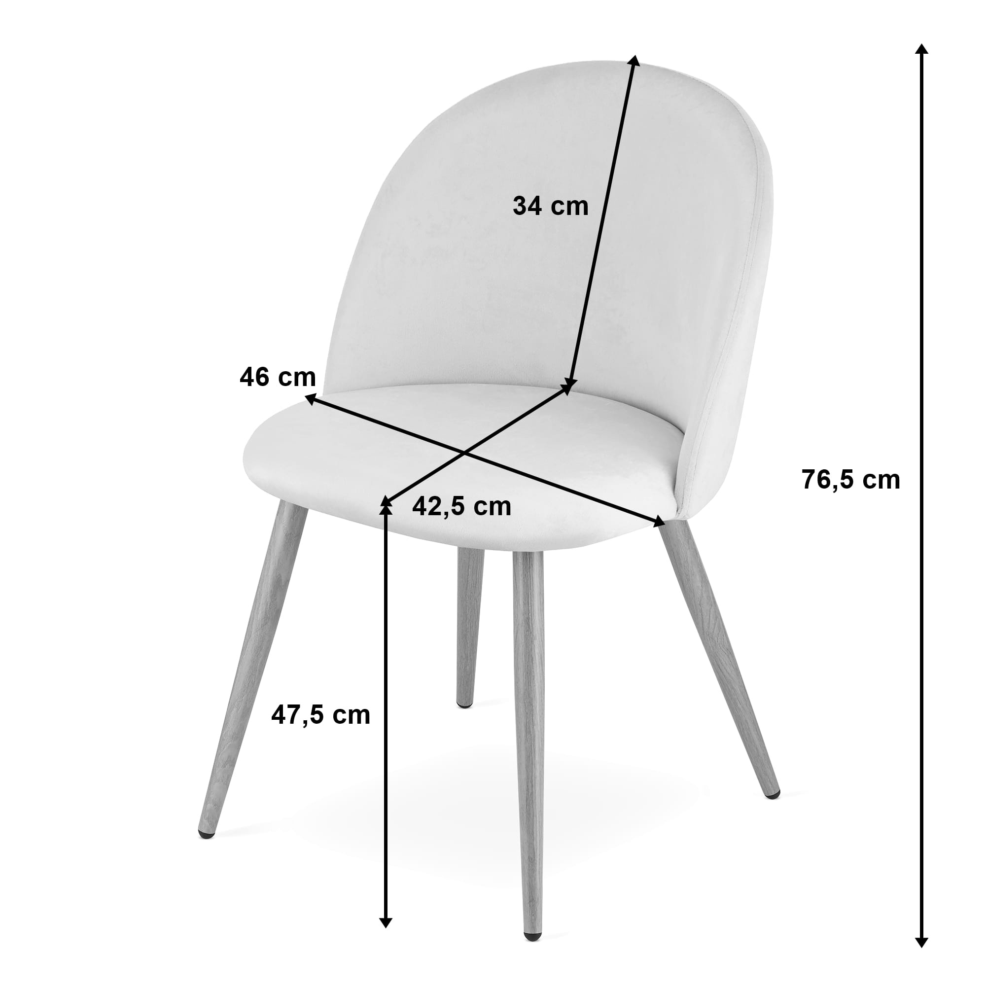 Velvet eetkamerstoel - BELLO - 2 stuks - 76.5 cm hoog - metaal - donkerroze