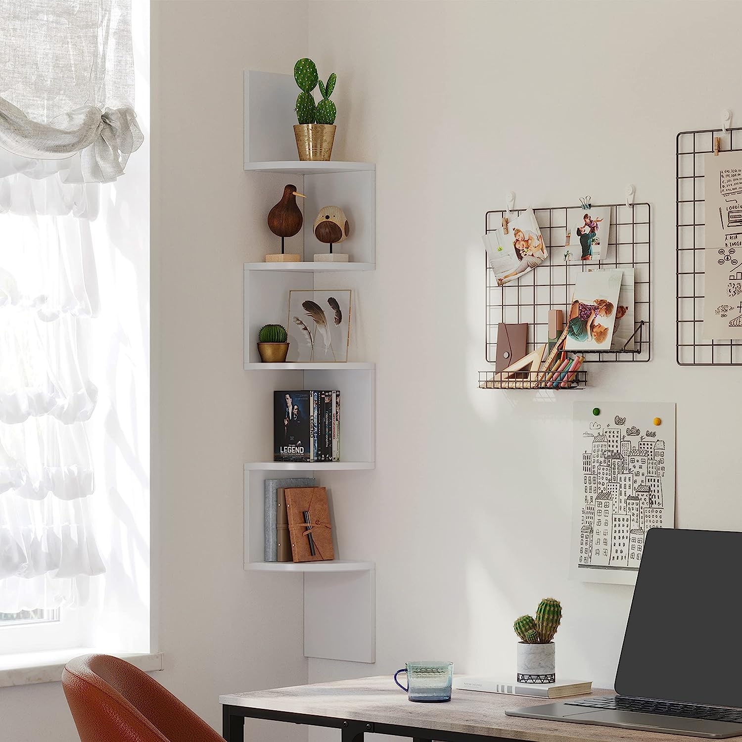 Boekenrek - wit - 20x20x127,5 cm - gemelamineerde spaanplaat