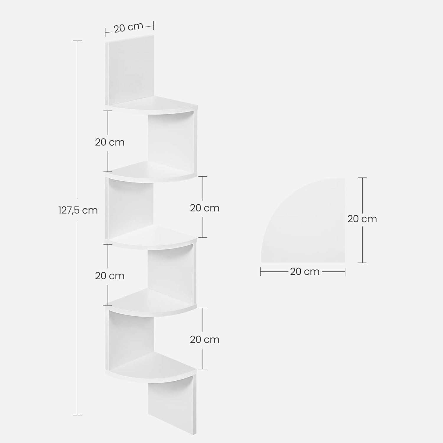 Boekenrek - wit - 20x20x127,5 cm - gemelamineerde spaanplaat