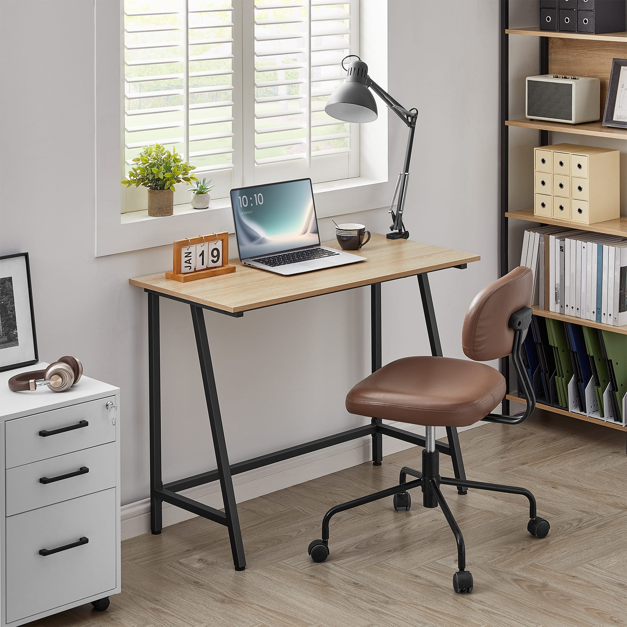Bureau - sonoma zwart - 100x50x75 cm - staal en spaanplaat