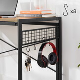 Bureau - bureautafel - sonoma zwart - 100x50x76.5 cm - 8 haken