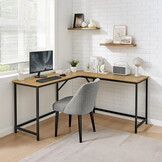 Hoekbureau - Sonoma zwart - 149x149x76 cm - stalen constructie