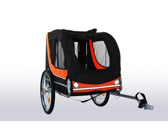 Fietskar hondenkar opvouwbaar voor huisdieren tot 40 kg oranje zwart