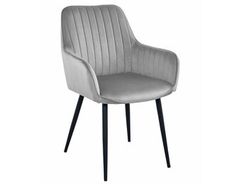 Eetkamerstoel SOSA - set van 2 - zilvergrijs - fluwelen bekleding