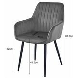 Eetkamerstoel SOSA - set van 2 - zilvergrijs - fluwelen bekleding