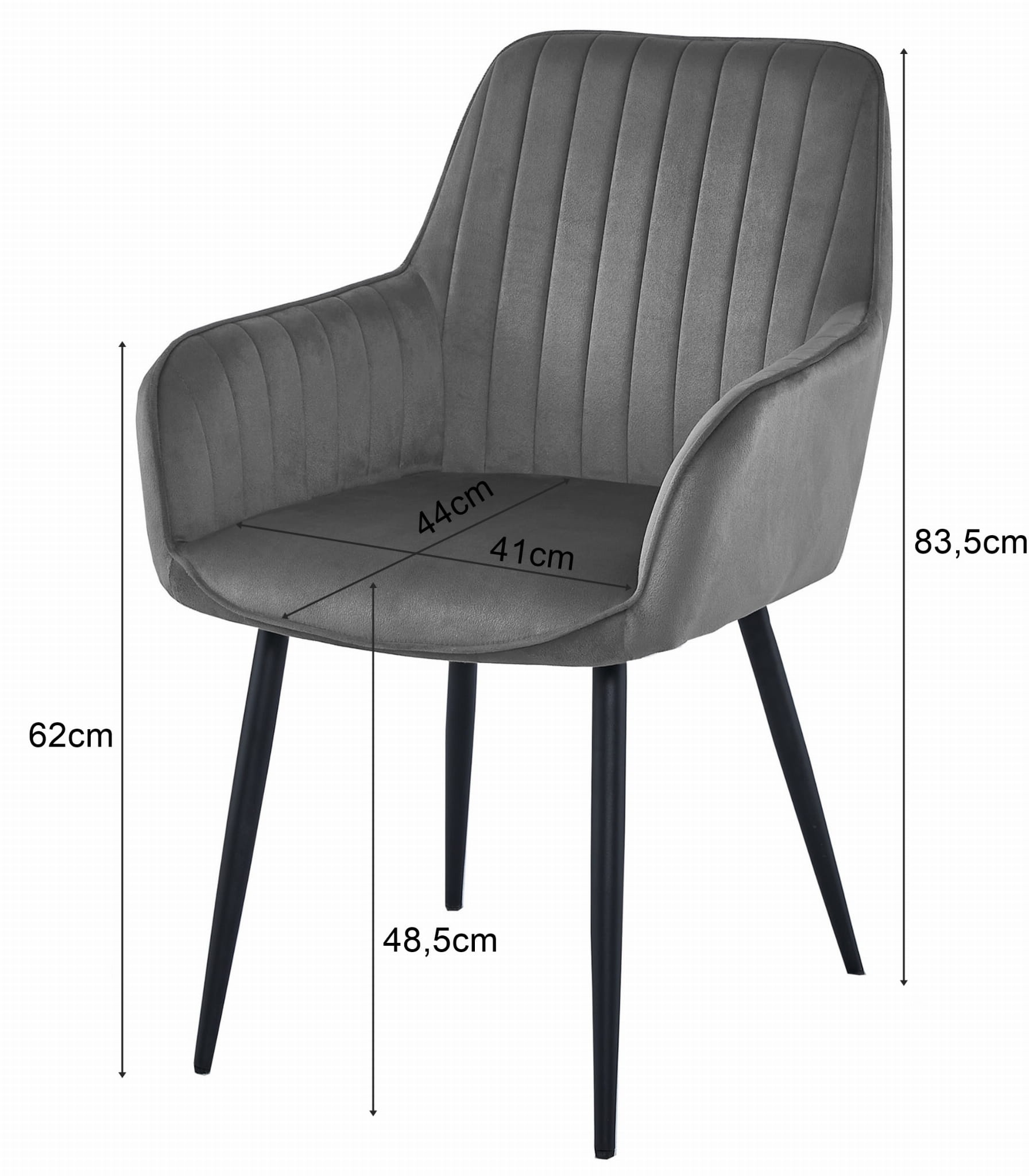 Eetkamerstoel SOSA - set van 2 - zilvergrijs - fluwelen bekleding