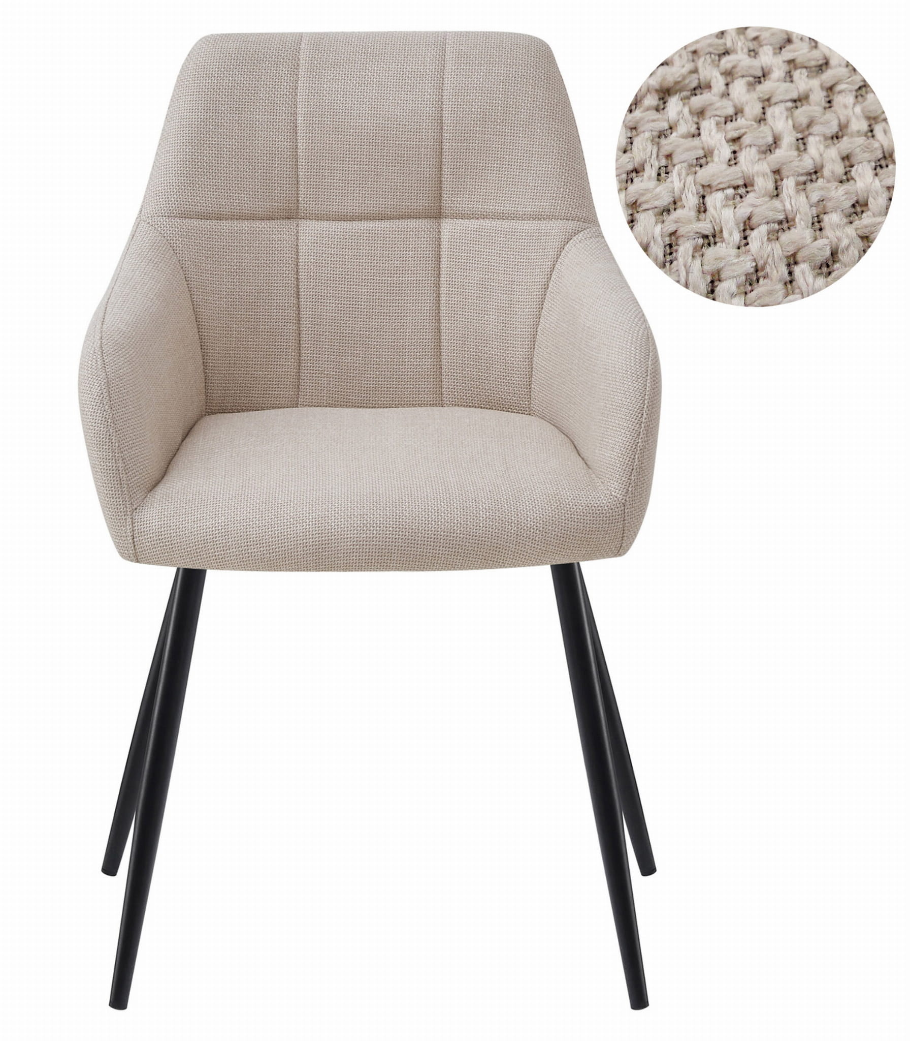 Eetkamerstoel BENI - 2 stuks - beige - 85x57x59 cm