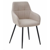 Eetkamerstoel BENI - beige - 85x57x59 cm - zwart metaal