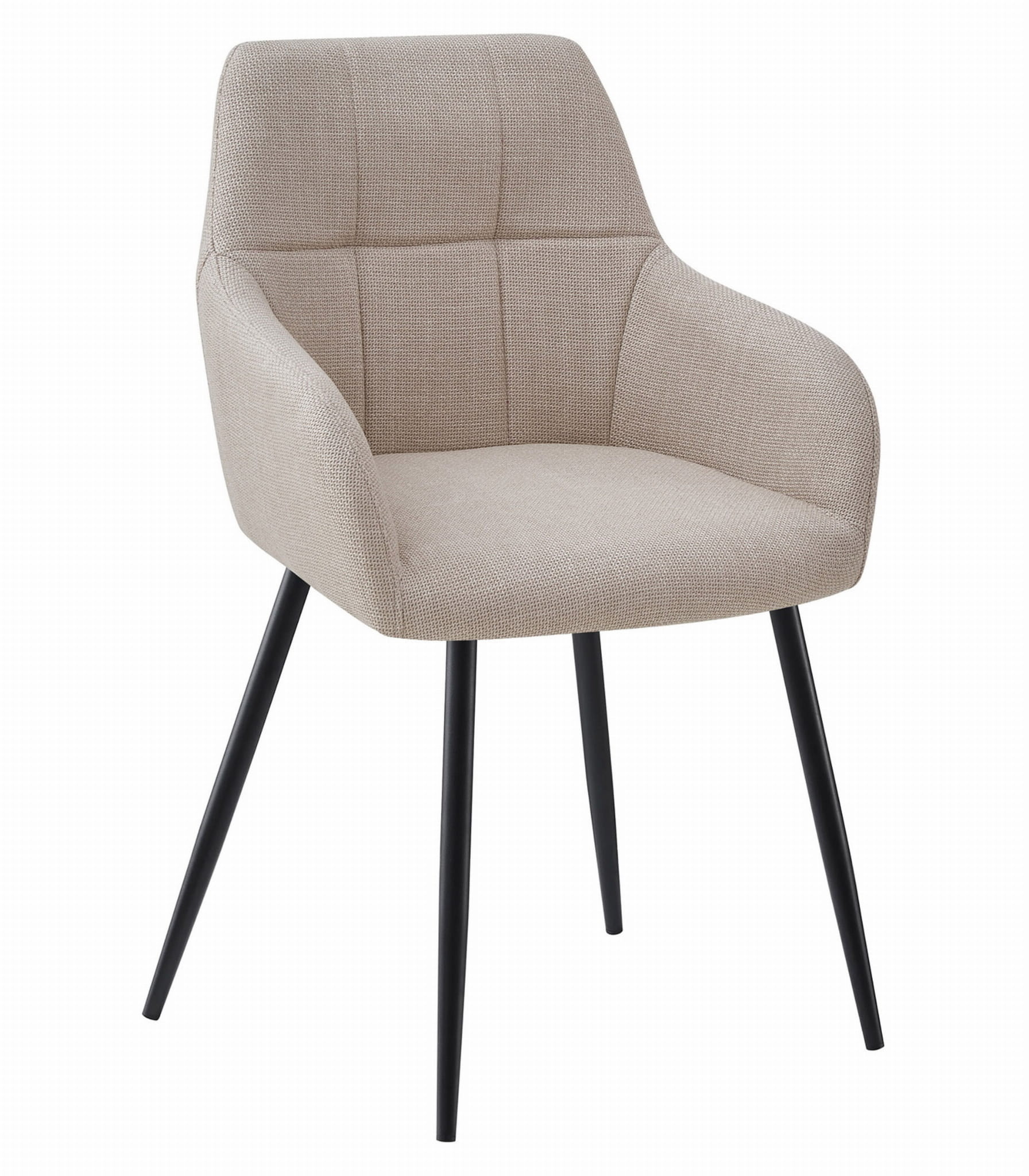 Eetkamerstoel BENI - beige - 85x57x59 cm - zwart metaal