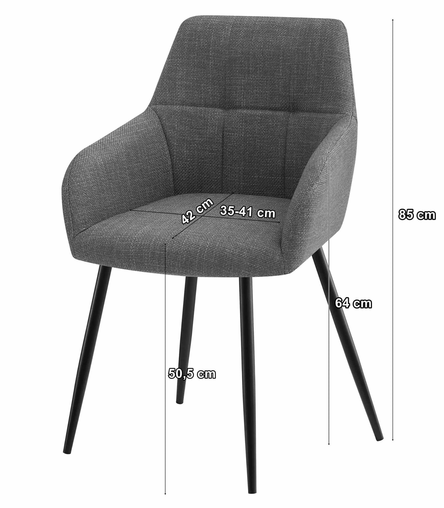 Eetkamerstoel BENI - beige - 85x57x59 cm - zwart metaal