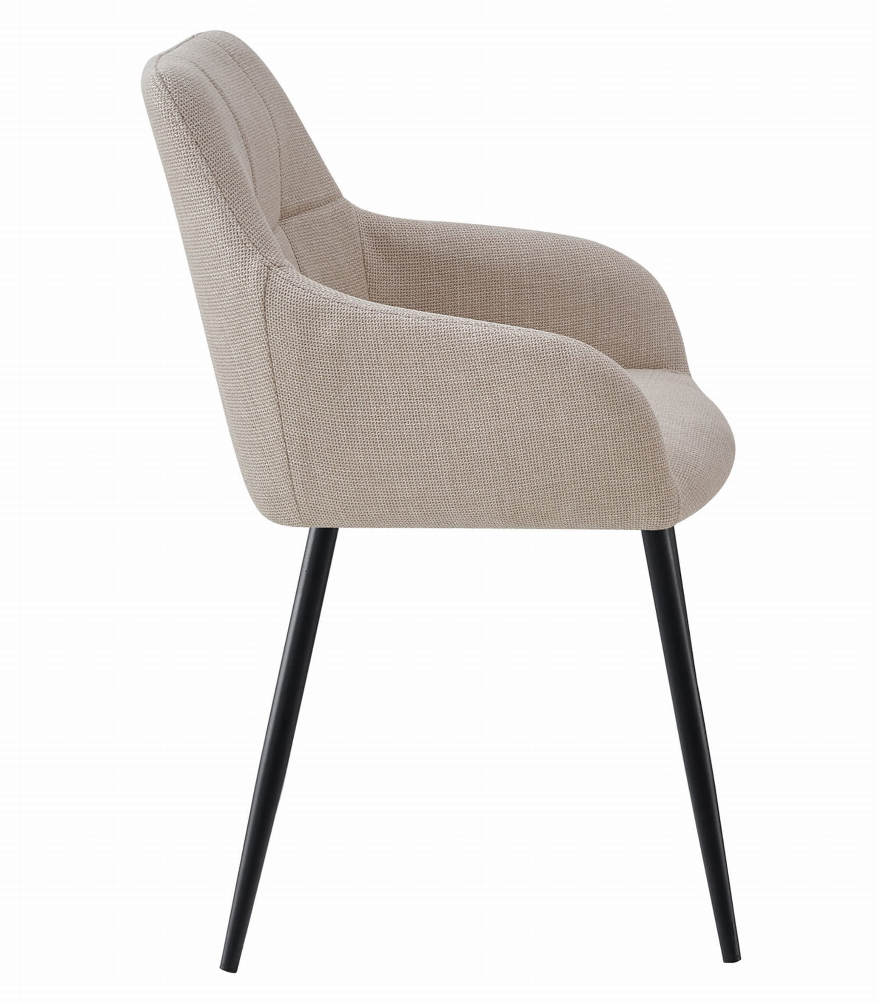 Eetkamerstoel BENI - beige - 85x57x59 cm - zwart metaal