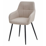 Eetkamerstoel BENI - beige - 85x57x59 cm - zwart metaal