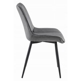 Eetkamerstoel SOSA - 2 stuks - donkergrijs - fluwelen zitvlak