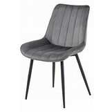 Eetkamerstoel SOSA - 2 stuks - donkergrijs - fluwelen zitvlak