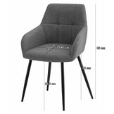 Eetkamerstoel BENI - set van 2 - grafietkleur - 85x57x59 cm