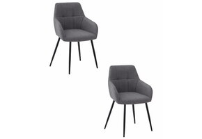Eetkamerstoel BENI - 2 stuks - donkergrijs - BJORN stof