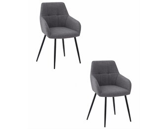 Eetkamerstoel BENI - 2 stuks - donkergrijs - BJORN stof