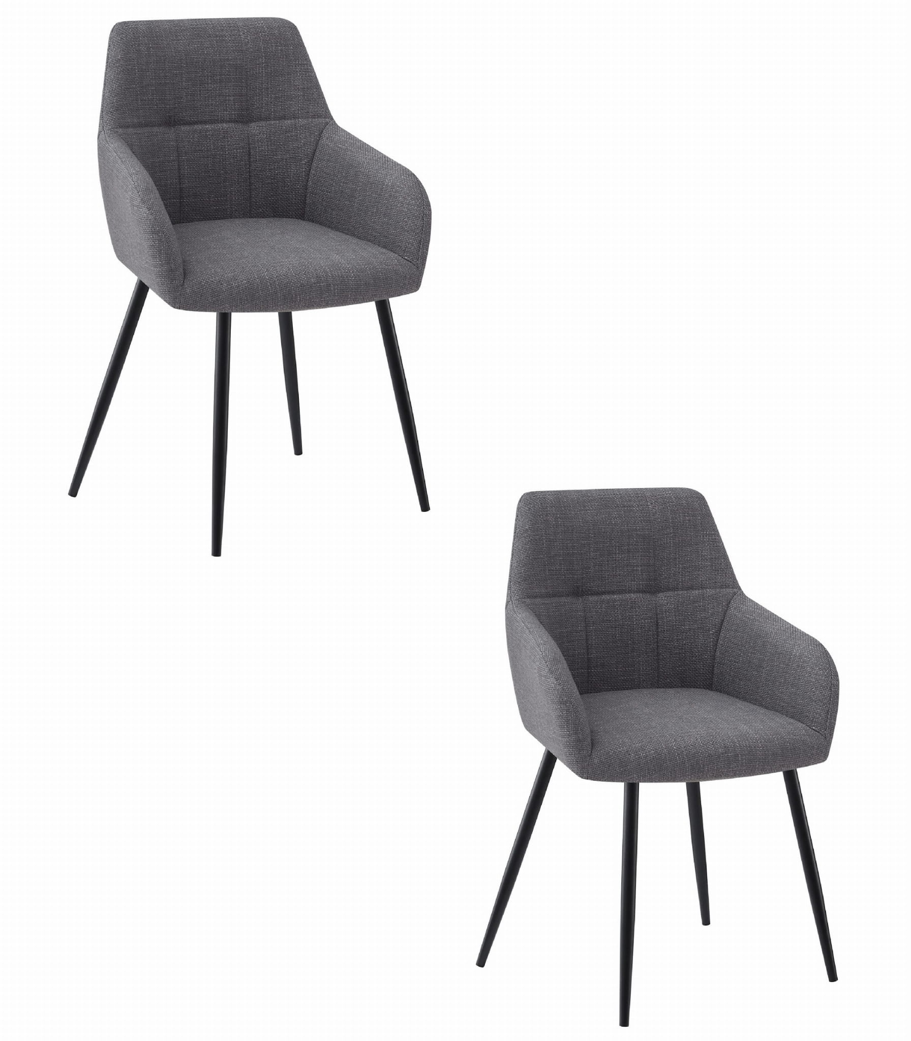 Eetkamerstoel BENI - 2 stuks - donkergrijs - BJORN stof