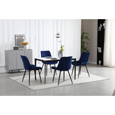 Eetkamerstoel BERA - 4 stuks - marineblauw - fluweel