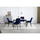 Eetkamerstoel BERA - 4 stuks - marineblauw - fluweel