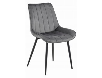 Eetkamerstoel SOSA - donkergrijs - fluwelen zitting - metaal zwart poten