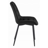 Eetkamerstoel BERA - zwart - fluwelen zitting - 88x54x60 cm