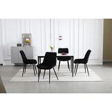 Eetkamerstoel BERA - zwart - fluwelen zitting - 88x54x60 cm