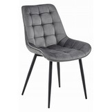 Eetkamerstoel BERA - 4 stuks - donkergrijs - fluweel en metaal