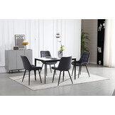 Eetkamerstoel BERA - 4 stuks - donkergrijs - fluweel en metaal