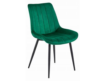 Eetkamerstoel SOSA - donkergroen - velours - metaal