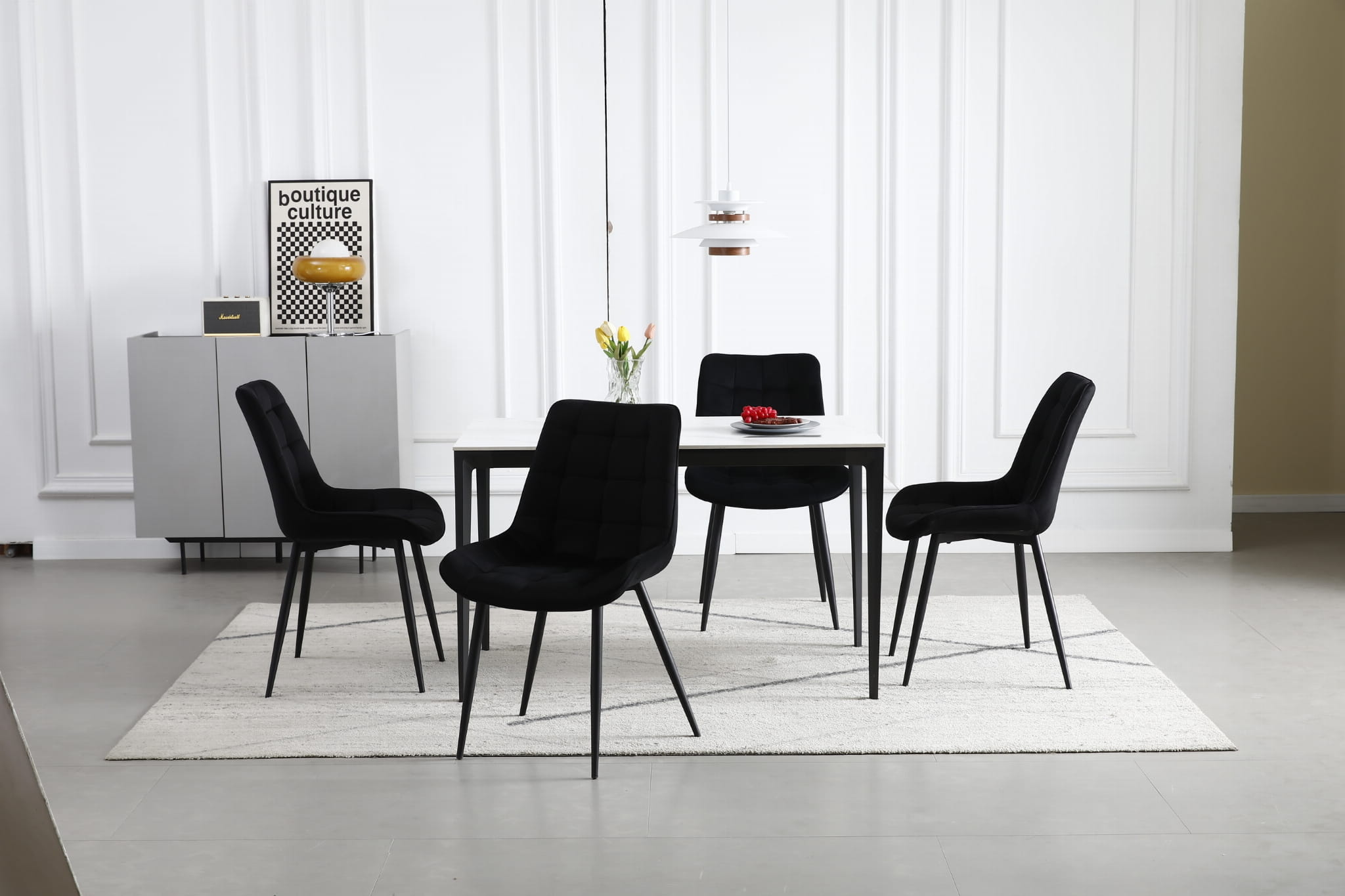 Eetkamerstoel BERA - set van 2 - zwart - 88x54x60 cm