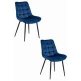 Eetkamerstoel BERA - marineblauw - fluweel - 88x54x60 cm