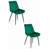 Eetkamerstoel SOSA - 2 stuks - donkergroen - fluwelen zitting