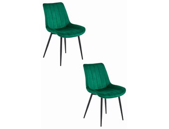 Eetkamerstoel SOSA - 2 stuks - donkergroen - fluwelen zitting
