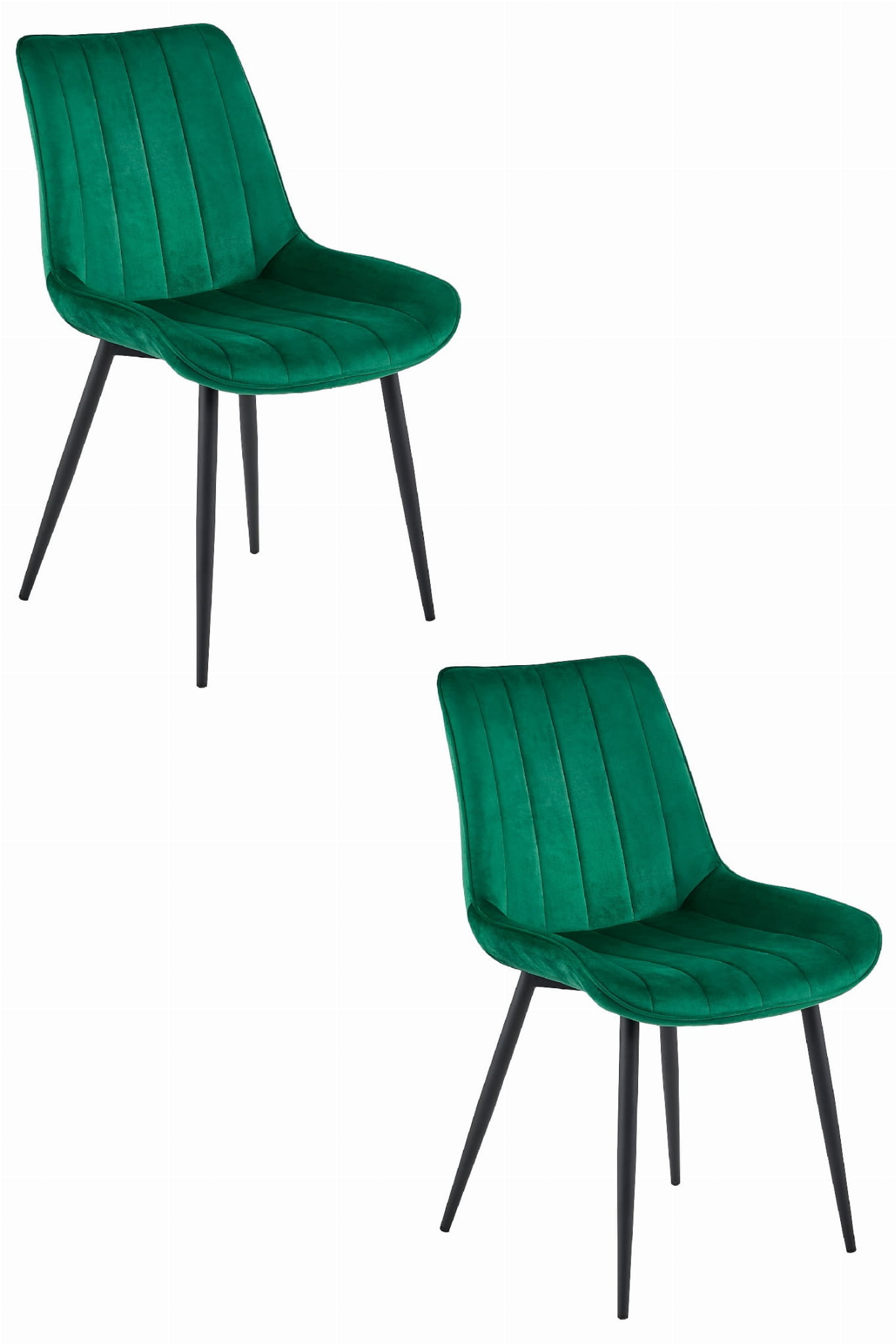 Eetkamerstoel SOSA - 2 stuks - donkergroen - fluwelen zitting