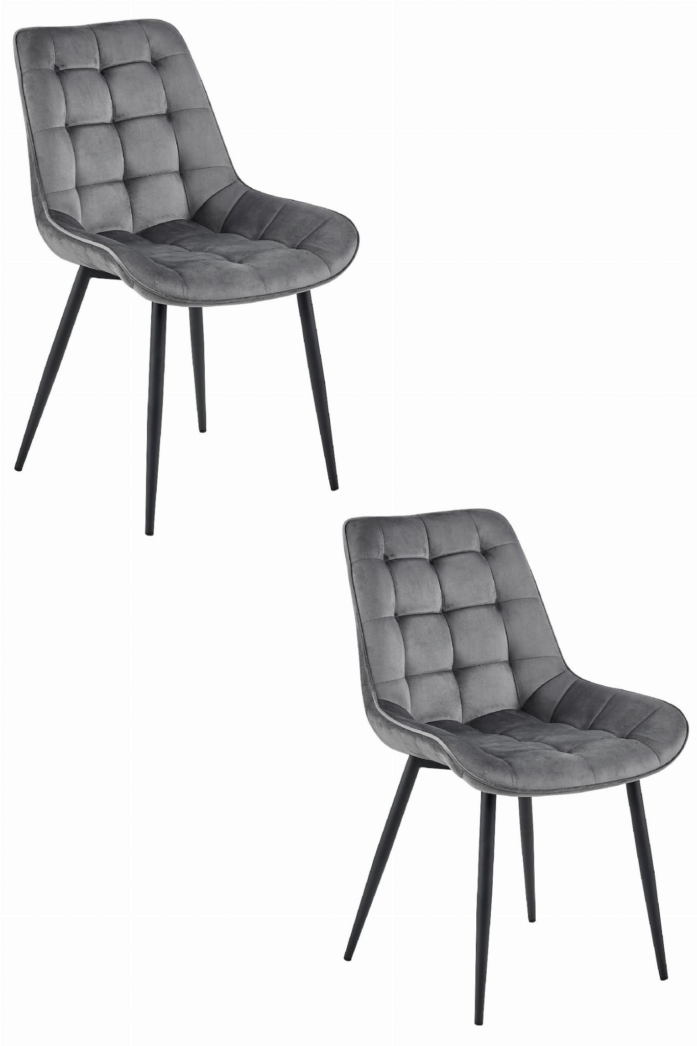 Eetkamerstoel BERA - set van 2 - donkergrijs - fluwelen zitting