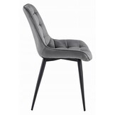 Eetkamerstoel BERA - set van 2 - donkergrijs - fluwelen zitting