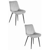Eetkamerstoel SOSA - 2 stuks - zilvergrijs - fluwelen zitting