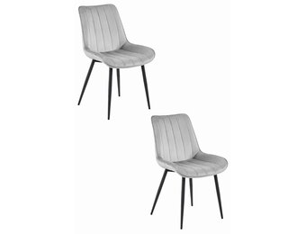 Eetkamerstoel SOSA - 2 stuks - zilvergrijs - fluwelen zitting