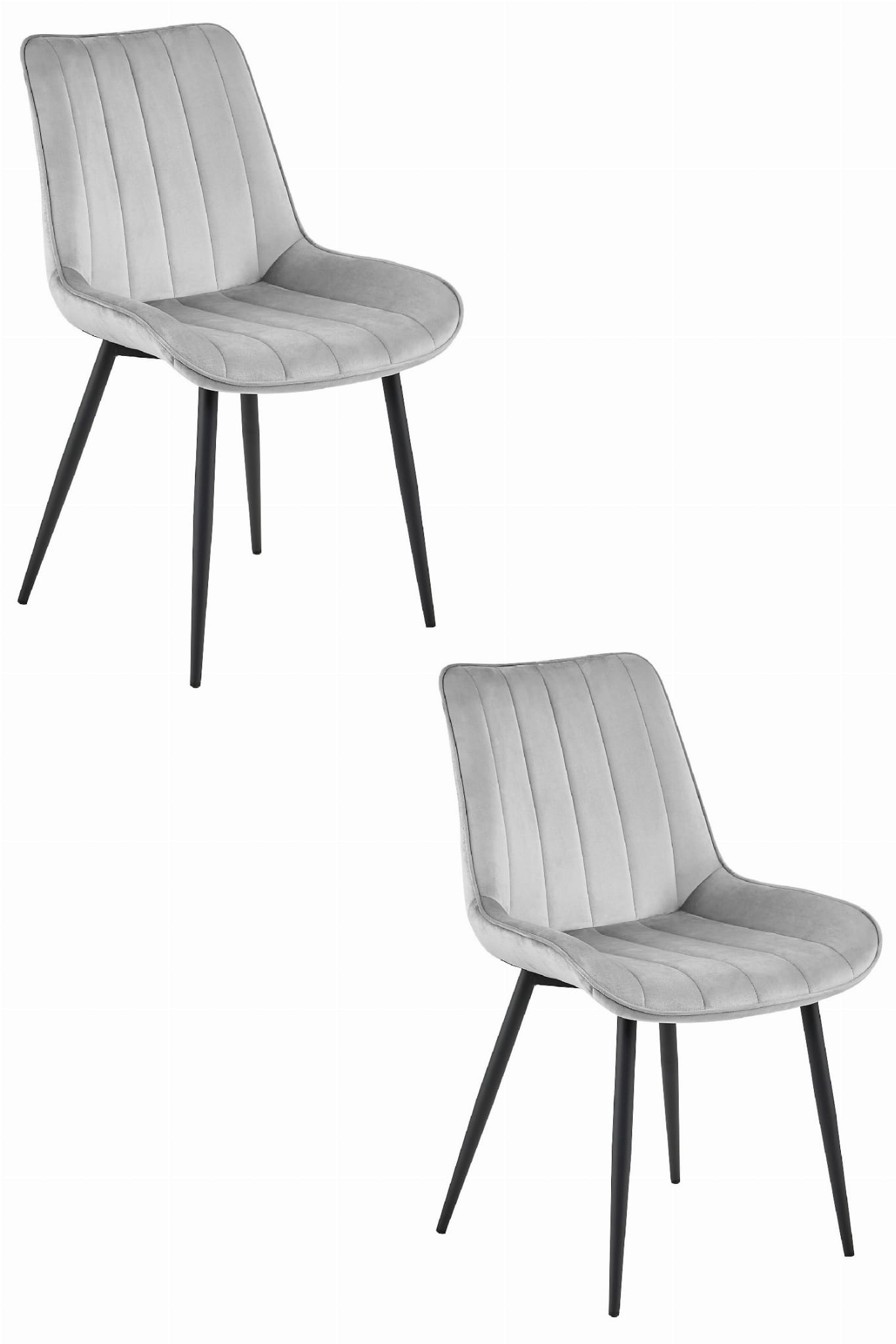 Eetkamerstoel SOSA - 2 stuks - zilvergrijs - fluwelen zitting
