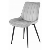 Eetkamerstoel SOSA - 2 stuks - zilvergrijs - fluwelen zitting