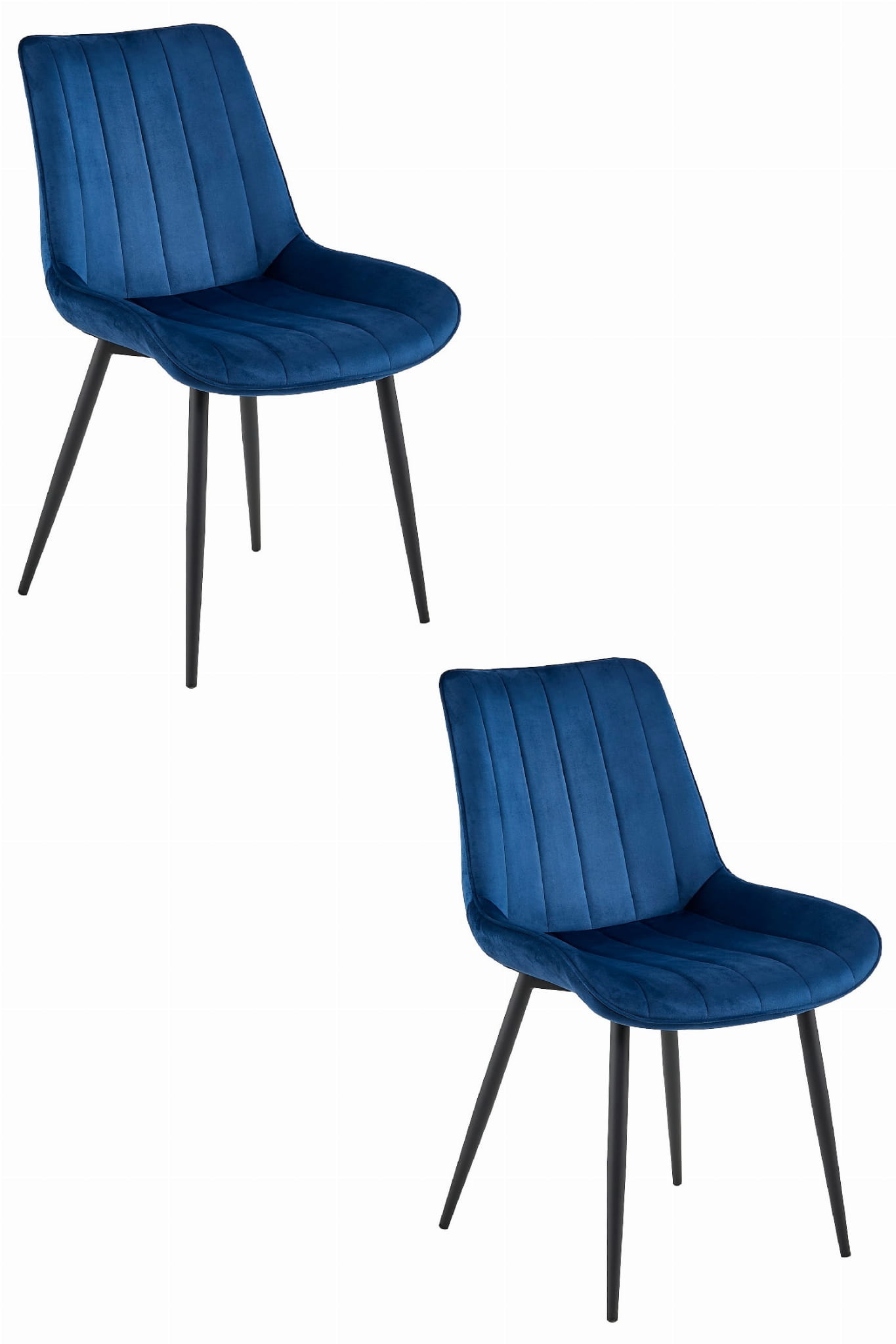 Eetkamerstoel SOSA - 2 stuks - marineblauw - fluwelen zitting