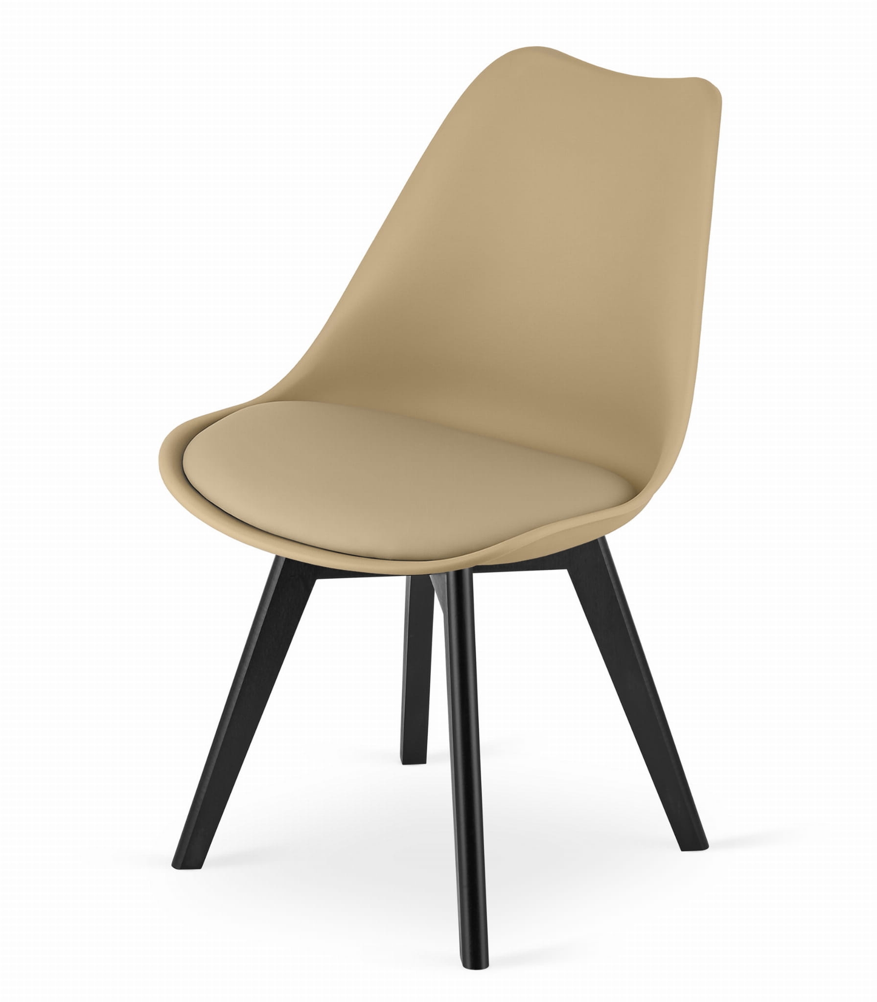 Eetkamerstoel MARK - donkerbeige - 82x49 cm - beukenhouten poten