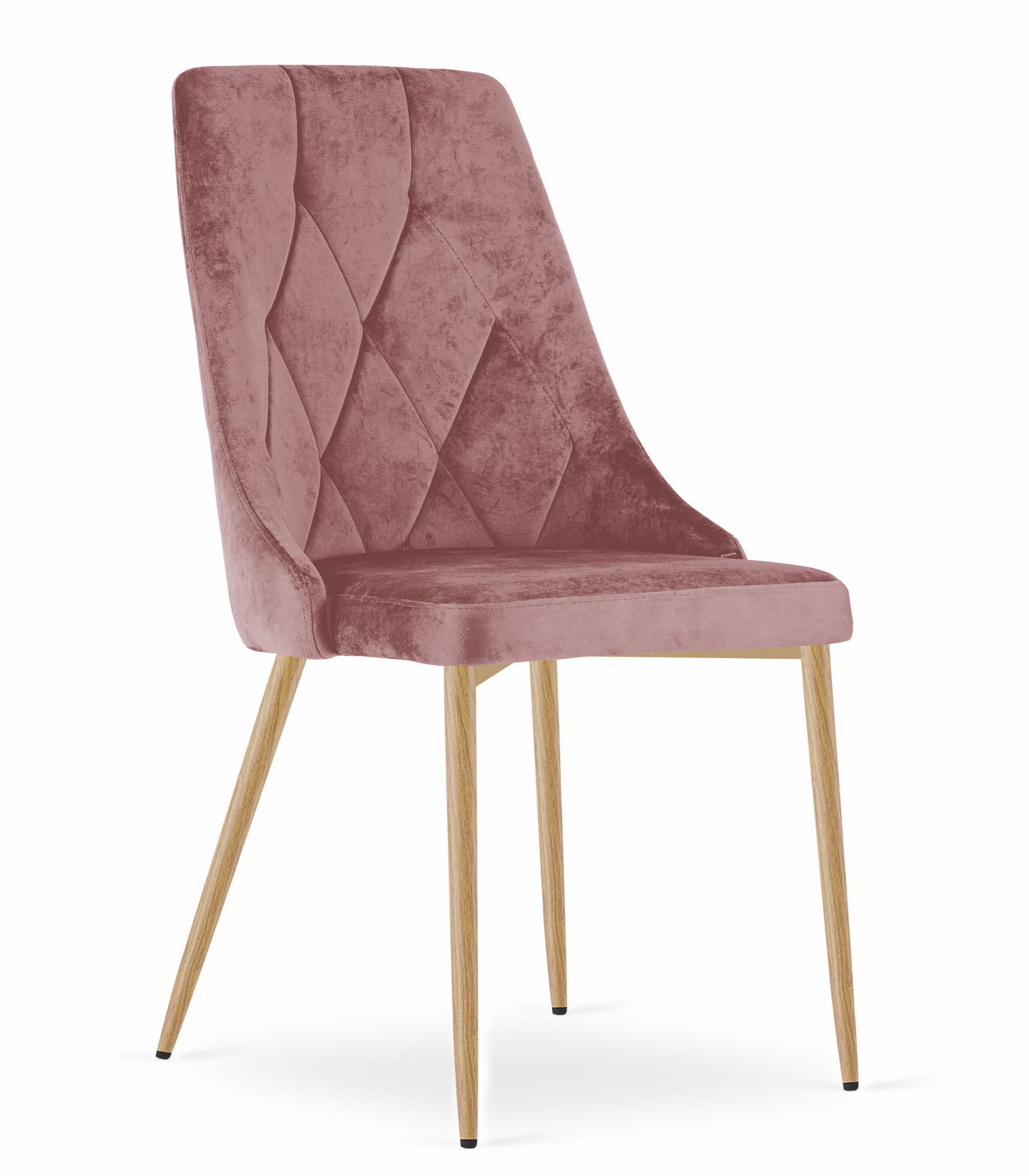 Eetkamerstoel IMOLA - 3 stuks - roze fluweel - houtkleurige poten