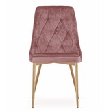 Eetkamerstoel IMOLA - 3 stuks - roze fluweel - houtkleurige poten