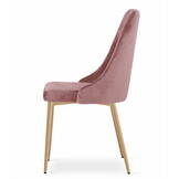 Eetkamerstoel IMOLA - 3 stuks - roze fluweel - houtkleurige poten